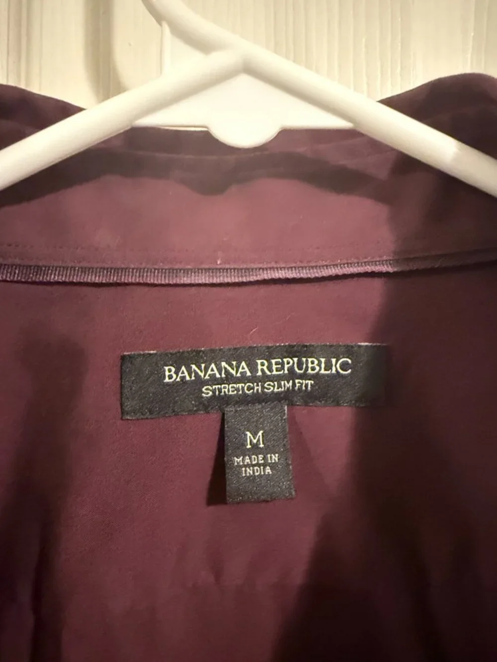 Banana Republic Stretch Slim Fit Button Down Shirt | Burgundy Maroon | Medium